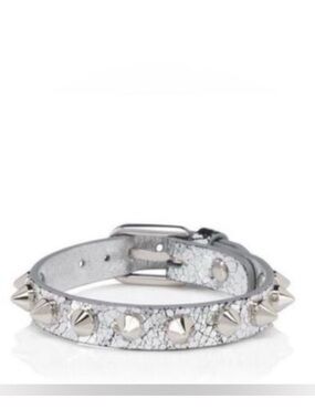 Christian Louboutin Cabata Spiked Crinkled Leather Bracelet